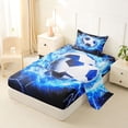 thumbnail image 2 of Castle Fairy Sport Soccer Twin Sheets 3pcs, Abstract Lightning Bedding, Blue Black,1 Fitted Sheet, 1 Flat Sheet and 1 Pillowcase, 2 of 6