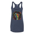 thumbnail image 2 of Wild Bobby The Power of Unity Colorful Fist Puff Print Fashion Tri-Blend Racerback Tank Top, Vintage Navy, Large, 2 of 6