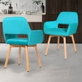 thumbnail image 1 of Set de 2 Sillas Modernas Costway en Terciopelo con Patas de Madera Azul 54,4 x 58 x 75 cm, 1 of 10