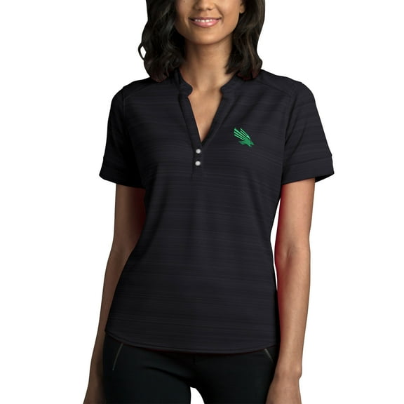 Women's Black North Texas Mean Green Strata Textured Henley Shirt