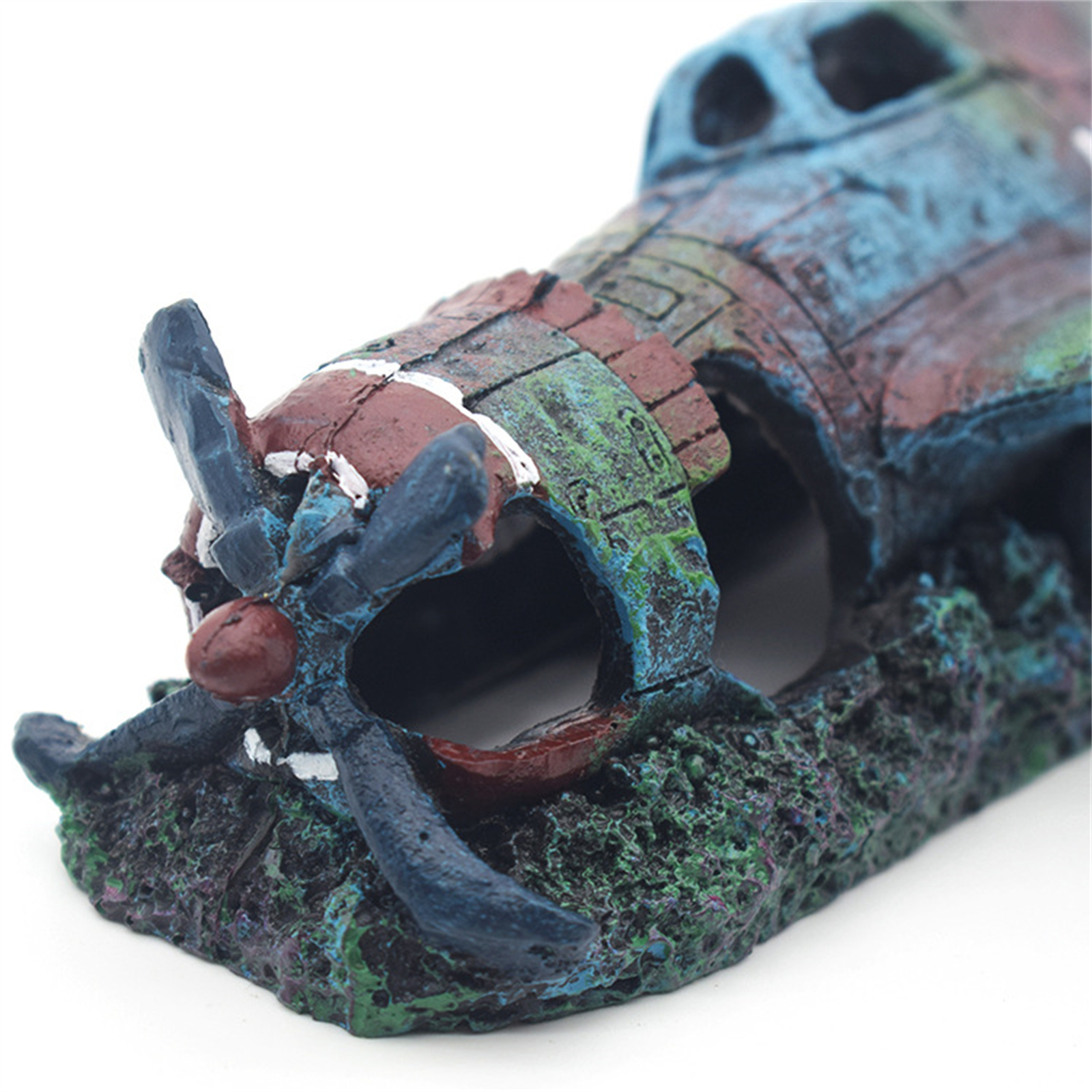 Artificial Craft Fish Tank Decoration Resin Wreck Airplane Ornament, Aquascape Enhancement