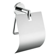 BUVELOT Toilet Paper Holder with Cover, Contemporary Toilet Roll Holder for Bathroom Wall Mounted,Chrome,Brass,077040-CR Leo Series