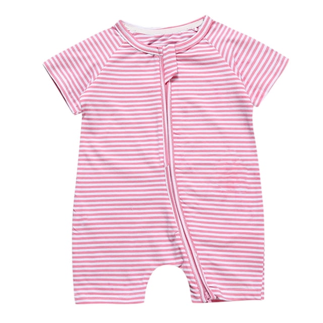 MIASHUI Toddler Summer Clothes Unisex Baby Boy Girl Rompers Short Sleeve Two Way Zipper Jumpsuits,Pink,0-3 Months