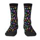 thumbnail image 5 of Calcetines largos hasta la rodilla con estampado de dinosaurio divertido (fondo negro) para hombre, calcetines para parejas, calcetines de estilo hip hop con personalidad para patinetas, 5 of 5