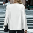 thumbnail image 4 of Satin Blouses for Women Drape Silk Ruched Cowl Neck Tops Dressy Business Long Sleeve Elegant Work Shirts Office, 4 of 6