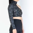 thumbnail image 4 of Haut à une Épaule Réfléchissante pour Femmes, Manches Longues, Col Halter, Imprimé Champignon, Chemise Ajustée Aguichant pour Soirée, Mode, 4 of 8