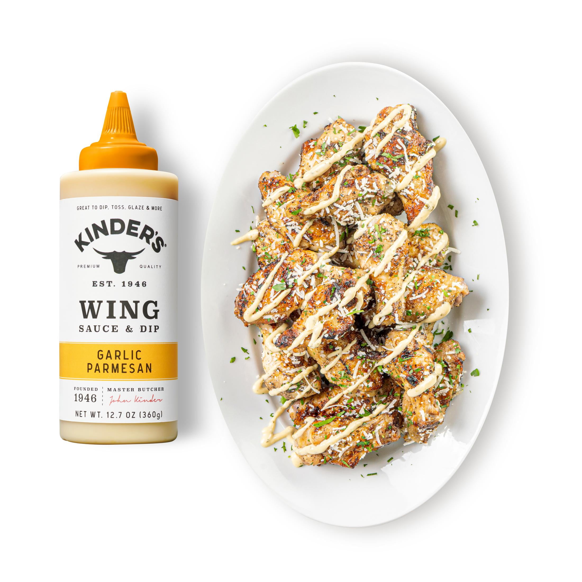(3 pack) Kinder's Garlic Parmesan Wing Sauce and Dip, 12.7 oz