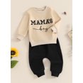 thumbnail image 6 of Elippeo Boys Autumn 2PCS Outfit Sets Long Sleeve O Neck Letter Embroidery Tops Drawstring Pants Sets 6 12 18 24 Months 3 Years, 6 of 10
