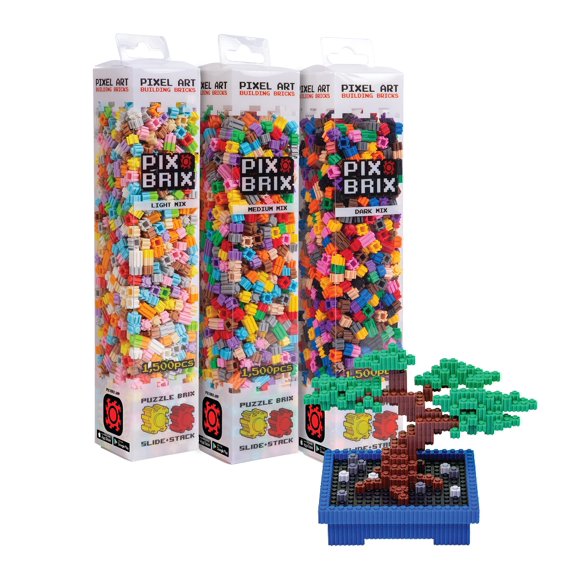 Pix Brix Kit de Puzzle Pixel Art - 4 500 Pcs, Palette de 32 Couleurs Mélangées (Lumière, Moyenne, Foncée) - Briques de Construction Emboîtables, Créer des Constructions 2D et 3D - Jouet Stem