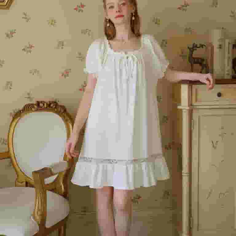 Homgro Women's Cotton Pajama Dress Cute Summer Short Sleeve Ruffle Sleepwear Frilly Pjs Vintage Comfy Lace Sleeping Nightshirt White Small - Walmart.com Homgro Women's Cotton Pajama Dress Cute Summer Short Sleeve Ruffle Sleepwear Frilly Pjs Vintage Comfy Lace Sleeping Nightshirt White Small - Walmart.com