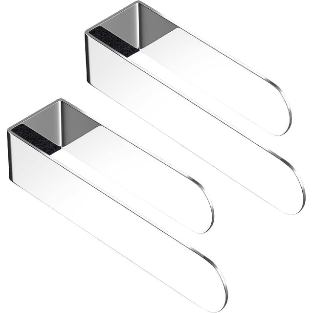 HUFEEOH 2 Pack Adhesive Hand Towel Holder, Sticky Towel Bar Towel Holder Wall Mounted, Stainless Steel Kitchen Towel Holder Hand Towel Rack for Bahtroom Hotel RV Kitchen (Polished Silver)
