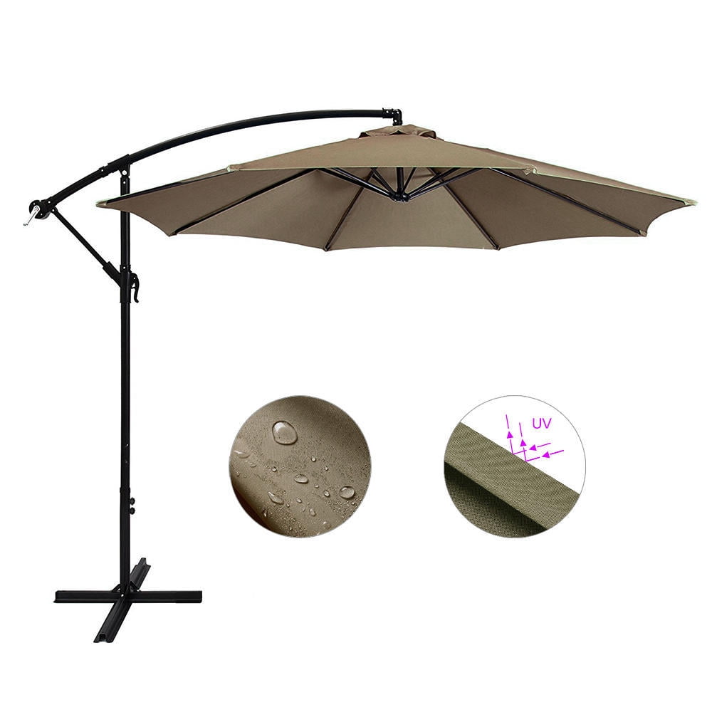 Greenwise 10ft Patio Umbrella W Cross Base Outdoor Banana Shape