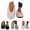 Black, variant on Women's Ballerina Slippers Fuzzy Plush Winter House Shoes Closed Back Indoor Outdoor Slip on Slides with a Satin Bow