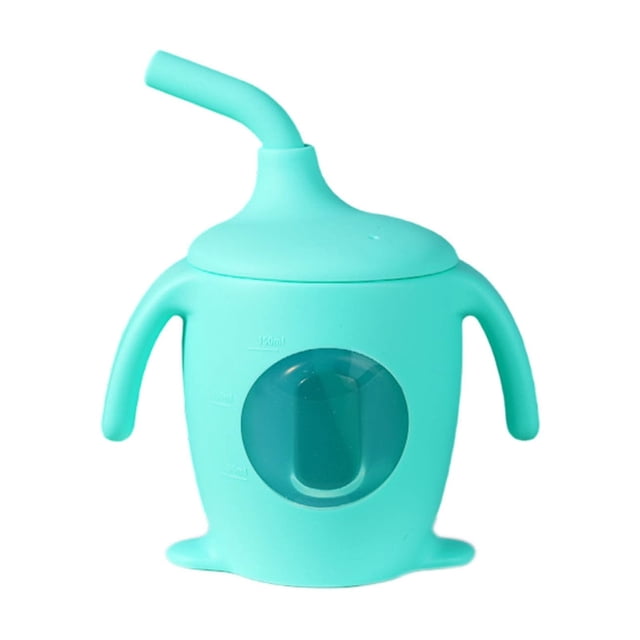 Vaso de Silicona con Pajita, Diseño a Prueba de Fugas, Silicona de Grado Alimenticio, Ventana Transparente para Fácil Seguimiento, Duradero y Seguro, Fácil de Limpiar, Capacidad de 180 Ml, A