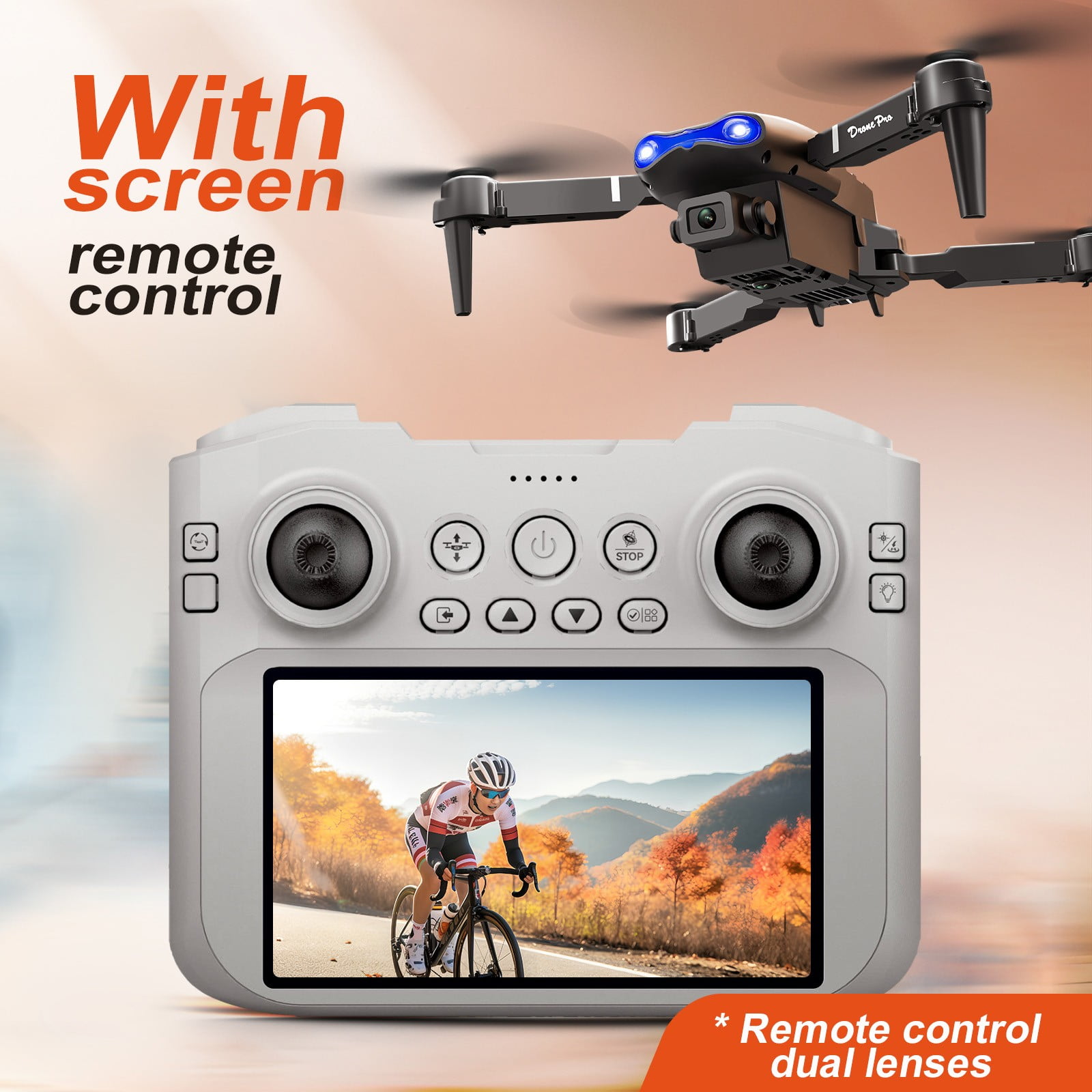 Drone with Camera and 4.3-Inch Screen, Obstacle Avoidance, 10-Minute Flight, for Beginners and Kids