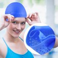 thumbnail image 2 of Silicone Swim Cap for Men Women Waterproof Bathing Cap to Keep Long Hair Dry Non-Slip Adult Swimming Caps for Swim Training Racing, 2 of 8