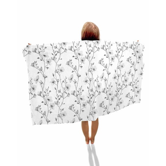 Grey Spring Floral Beach Towels Oversized Super Absorbent, Elegant Watercolor Summer Botanical Lightweight Bath Towel Quick Dry Sets For Bathroom/Pool/Rv Camping/Beach Play/Gym Room/Picnic 35"x70"