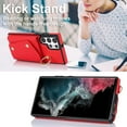 thumbnail image 5 of Crossbody Wallet Case for Samsung Galaxy S22 Ultra 5G, Card Slot Phone Case with Zipper Pocket Kickstand Purse Hand Strap Cover with Removable Crossbody Wrist Strap Flip Case - Red, 5 of 14