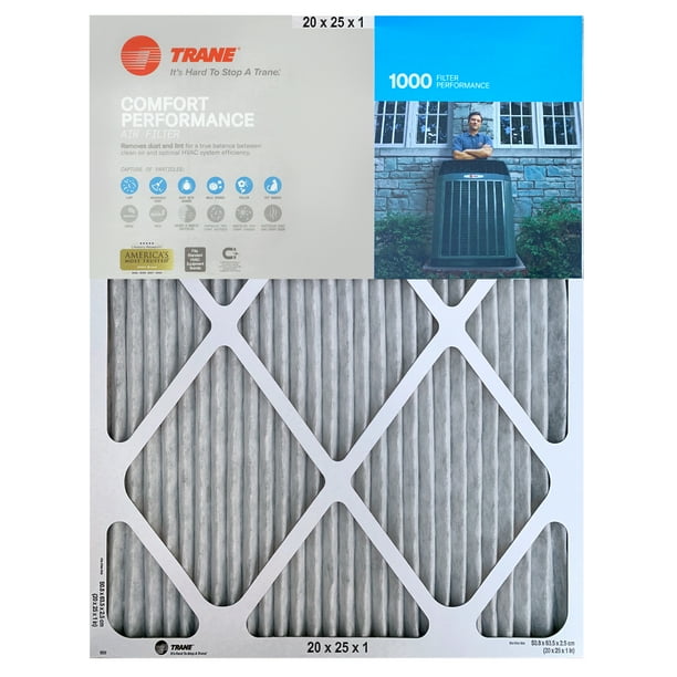 Trane Comfort Performance Air Filter, 1000 Micro Particle Reduction HVAC Furnace, 20x25x1