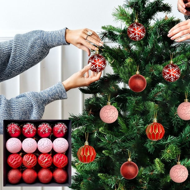 Adornos colgantes navideños, decoraciones navideñas, colgante de decoración navideña de 6 cm, con diseño de árbol de Navidad, bola decorativa pintada a mano.