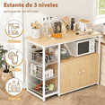 thumbnail image 3 of Mueble Organizador Cocina Estante Microondas Despensa Horno Marrón Claro, 3 of 7
