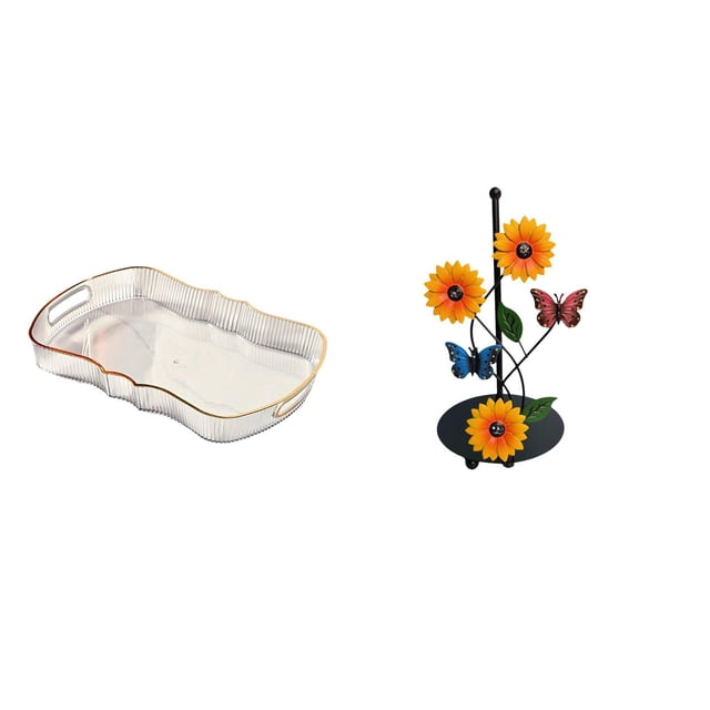 Bandeja de almacenamiento,Bandeja rectangular para servir,bandeja para postres y frutas de cocina,Soporte de papel higiénico,Porta toallas de papel con forma de girasol para
