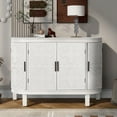 thumbnail image 2 of EUROCO 47.2" Retro Sideboard Cabinet, Curved Buffet Cabinet with 4 Doors and 3 Shelves, for Hallway, Entryway, Living Room and Bedroom,White, 2 of 8