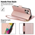 thumbnail image 4 of Allytechgroup Wallet Case for iPhone 11 Pro, RFID Blocking PU Leather Flip Stand Phone Shell with Card Holder Wrist Strap Shokcproof Protective Bumper for iPhone 11 Pro, Rosegold, 4 of 7