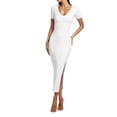 thumbnail image 1 of adviicd Robes pour Femmes Décontractées Robe de Bureau Décontractée 2024 Été Travail Bureau Col en V Fente Ceinturée Sans Manches Robes Blanc,m, 1 of 5