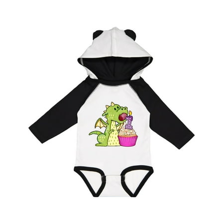 

Inktastic Dragon Cupcake 1st Birthday Gift Baby Boy or Baby Girl Long Sleeve Bodysuit