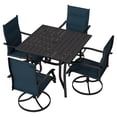 thumbnail image 4 of LOGYAT 5 Piece Outdoor Dining Set, 4 Swivel Rocking Mid Back Textilene Chairs, Black Square Metal Patio Table with Umbrella Hole, All Weather Outdoor Patio Furniture for Garden & Backyard, 4 of 7
