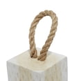 thumbnail image 6 of 5"W, 10"H White Teak Wood Handmade Door Stopper Geometric Sculpture with Rope Accent, by DecMode (2 Count), 6 of 11