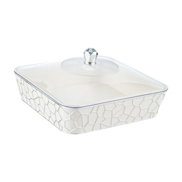 Bandeja para servir, contenedor, bandeja para comida creativa y versátil, elegante bandeja organizadora para frutas. Plata blanca grande