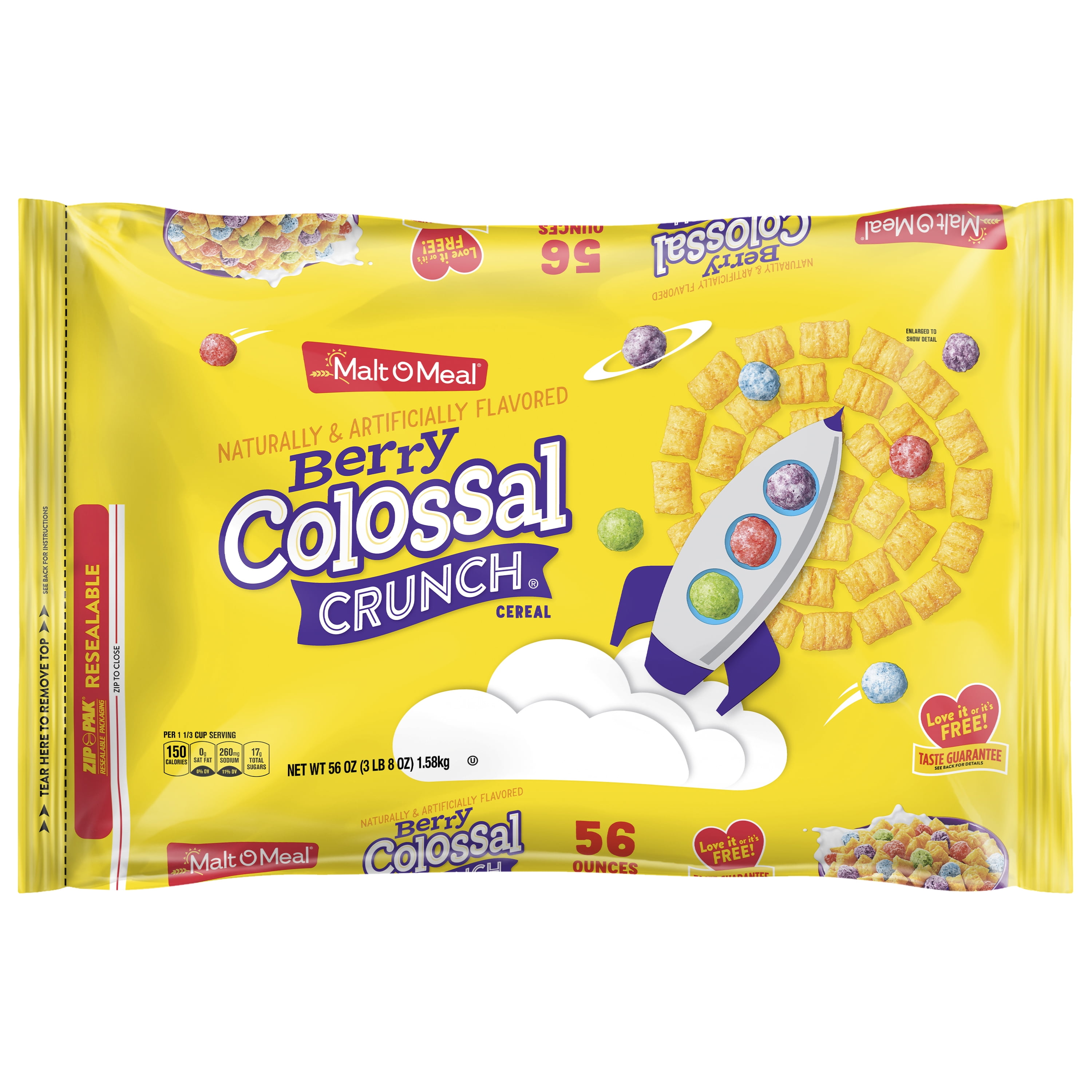 Malt-O-Meal Berry Colossal Crunch Breakfast Cereal, 56 OZ Bag