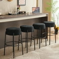 thumbnail image 2 of 30" Tall, Round High Bar Stools, Set of 2 - Contemporary upholstered dining stools for kitchens, coffee shops and bar stores - Includes sturdy hardware support legs Black, 2 of 9