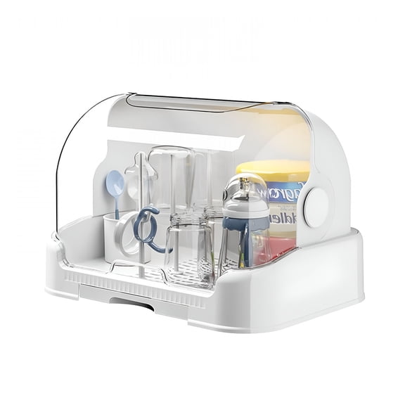 ACDANC Baby Bottle Drying Rack, Dust-proof Cabinet Finishing Box, Baby Bottle Drying Rack with Cover, Clutter Storage, Kitchen Countertop Drying Rack for Baby Bottles, Durable Drip Tray