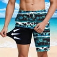 thumbnail image 2 of TEAJOPSUU Men's Beach Shorts Fashion Printed Swim Trunks with Elastic Drawstring Waist Double Inner Lining Side Pockets J-Green, 2 of 8