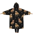 thumbnail image 2 of Oversized Wearable Blanket Hoodie,Pitbull Dog and Footprint Sherpa Blanket Hoodie with Super Pockets,Super Warm Fuzzy Pullover for Women & Men, 2 of 6