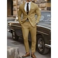 thumbnail image 7 of i.Finelong Men's Tan Slim-Fit 2-Piece Suit Set - Smart Casual Business Date/Evening Outing Outfit (Jacket & Pants), 7 of 7