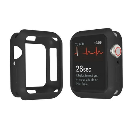 Compatible with Apple Watch Case 38mm 42mm 40mm 44mm, Soft Silicone Shockproof and Shatter-Resistant Protective Bumper Cover Case iwatch Series 5 4 3 2 Case91 (Black, 44mm)