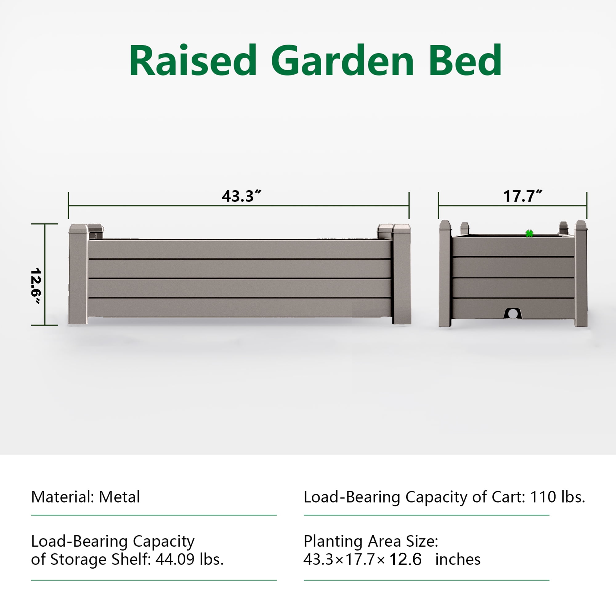 Joxxoaa Raised Garden Bed,Self-Watering Outdoor Raised Planter Box with Drainage Plug and Gauge for Vegetables, Flowers and Herbs, Durable Rustproof Resin for Backyard Patio Porch (Grey)