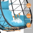 thumbnail image 6 of Egg Chair with Stand, Wicker Swing Chair, Patio Hammock Chair with Soft Cushion, Indoor Outdoor Balcony Bedroom Basket Hanging Lounge Chair, Heavy Duty Frame for 300 lbs Weight Capacity, Blue, D6511, 6 of 9
