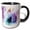 Black/White, variant on 3drose, Image of Watercolor Painting of Violet Log Cabin with Flowers, 11oz Two-tone Red Mug