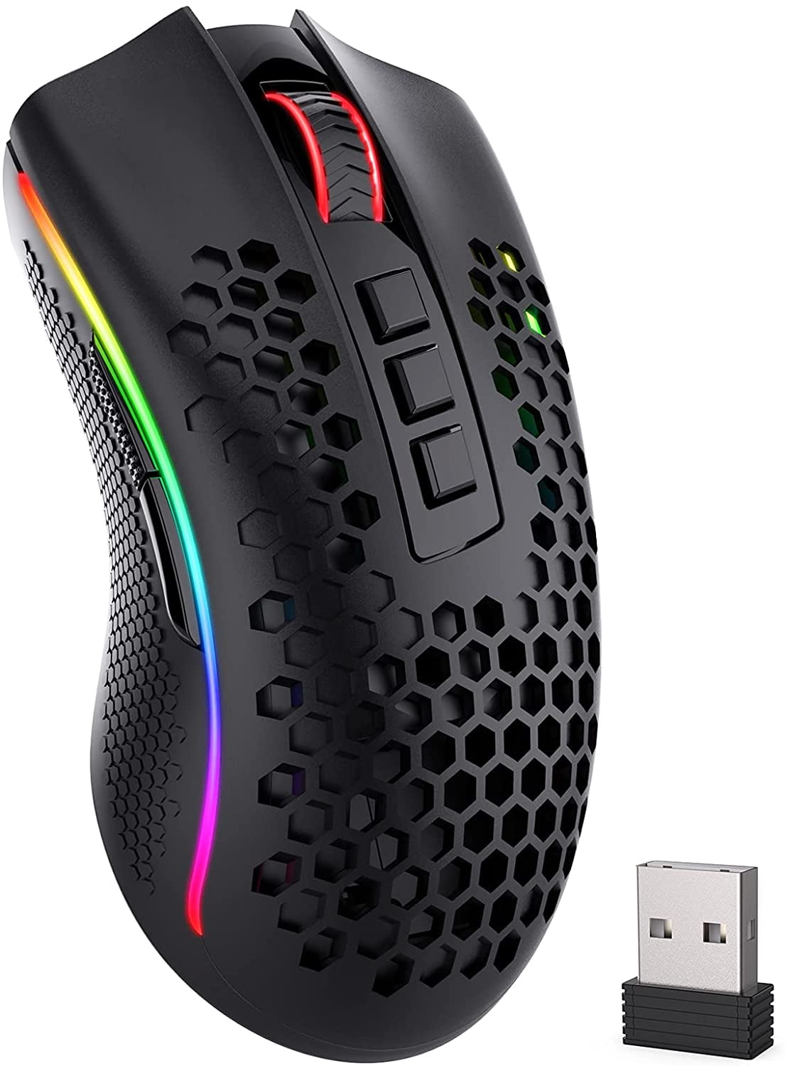 Redragon M808 Storm Lightweight RGB Wireless Gaming Mouse, Shell 12,400 DPI Optical