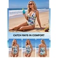 thumbnail image 4 of RELLECIGA Women's Twist Front One Piece Swimsuit for Lady Ruched Tummy Control One Piece Bathing Suits for Women Leaf Print Size L, 4 of 11