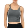 thumbnail image 4 of Junior's Removable Pad Seamless Sexy Strappy Back Bra Top Bralette Yoga Tank Top Longline Spaghetti Crop Tops, 4 of 8