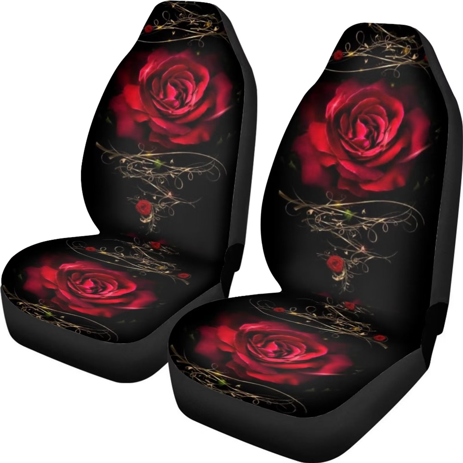Pzuqiu Retro Red Rose Car Seat Covers 2 Pieces Vehicle Protector Front