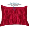 thumbnail image 4 of 500-Thread Count Egyptian Cotton 3-PCs Multi Ruffle Duvet Cover, With Zipper Closure & Corner Ties - Extra Large King Size ( 120" x 136" ) Inches, (Red), 4 of 5