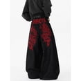 thumbnail image 2 of XIAOCHA Womens Dragon Embroidered Denim Pants Wide Leg Full Length High Waist Baggy Jeans Edgy Retro Street Style Trousers, 2 of 5