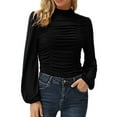 thumbnail image 2 of Camisa de mujer con volantes fruncidos,Blusa de manga larga para mujer Top de manga larga para mujer Blusa de manga larga para mujer Valor inmejorable, 2 of 5